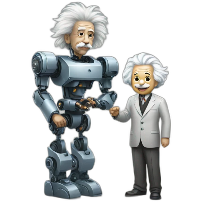 einstein meets a robot emoji