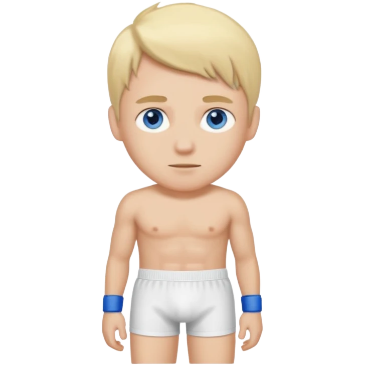 handsome blue eyed blonde man with only boxer standing emoji