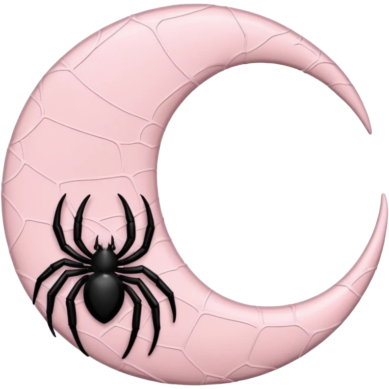 Light pink crescent moon with black spiderweb pattern emoji