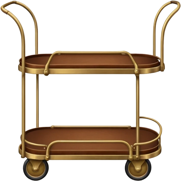 vintage hotel trolley with one platform at the bottom with one suitcase and curved arch at the top emoji