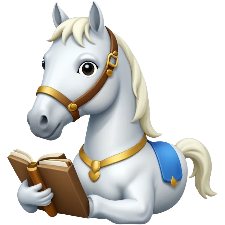 white horse with book emoji