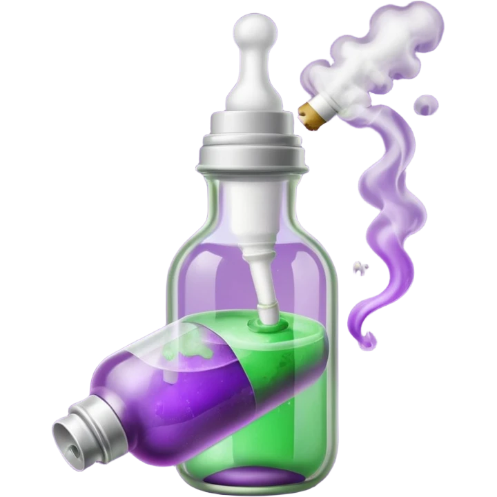 baby bottle with purple liquid and joint emoji