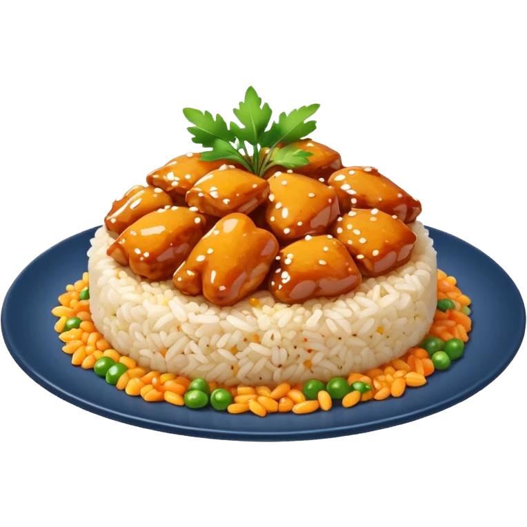 Orange chicken and fried rice emoji