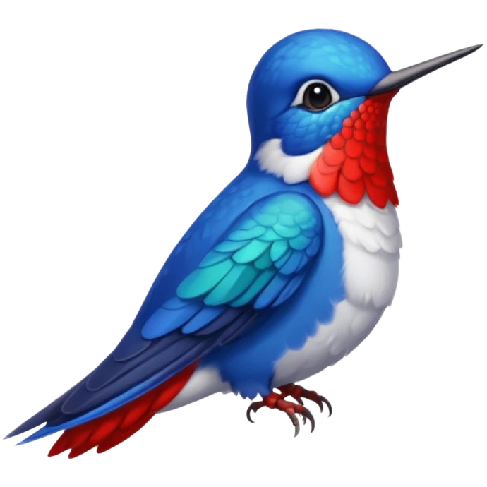beija-flor como pluma azul e pé vermelho emoji