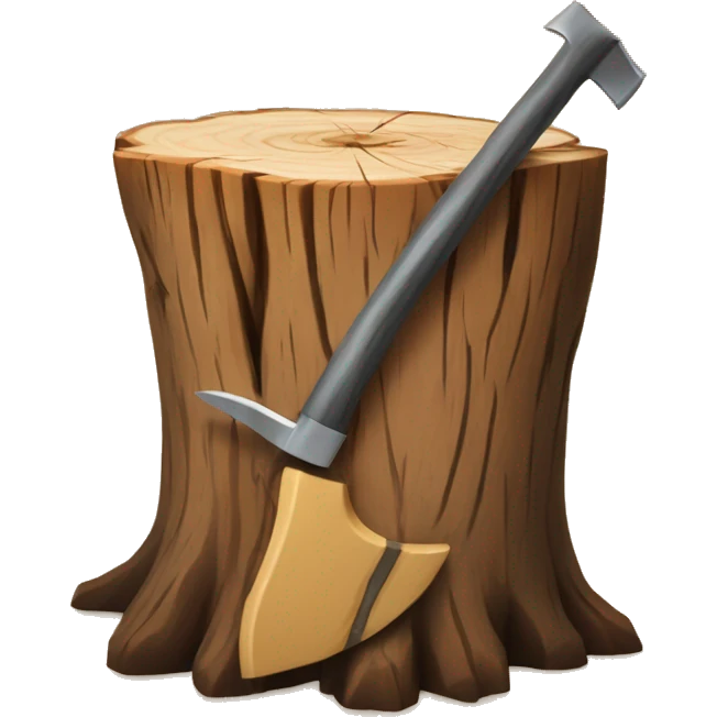 wood stump with axe cutting into it emoji