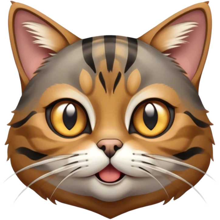 Cinematic Comical Grey and Black Brown Tabby Cat Portrait Emoji, Head tilted dramatically with an exaggeratedly shocked or offended expression, sleek grey-brown fur with bold black tabby stripes, wide amber eyes filled with exaggerated disbelief, Simplified yet hilariously expressive features, highly detailed, glowing with a slightly sassy glow, high shine, dramatic yet playful, stylized with an air of attitude, bright and endearing, soft glowing outline, capturing the essence of a sassy and over-the-top feline, so meme-worthy it feels like it could side-eye its way into internet fame instantly! emoji