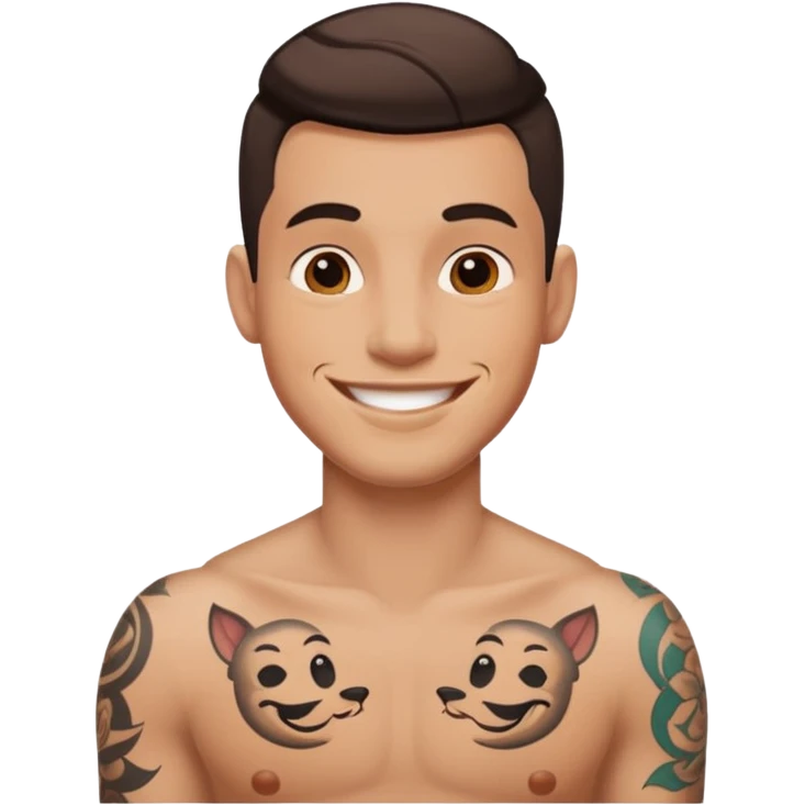 hombre con tatuajes emoji