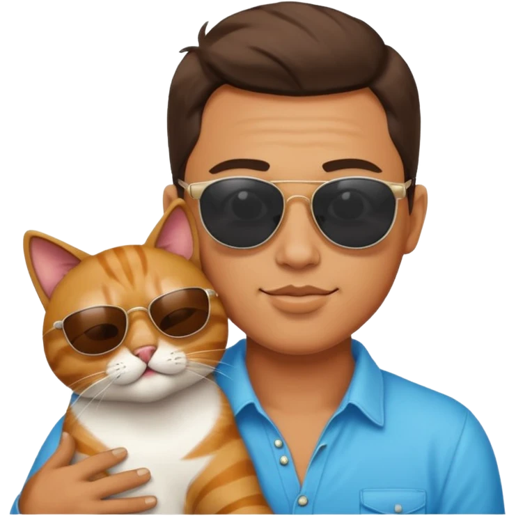 Funny cat cool man kissing  emoji