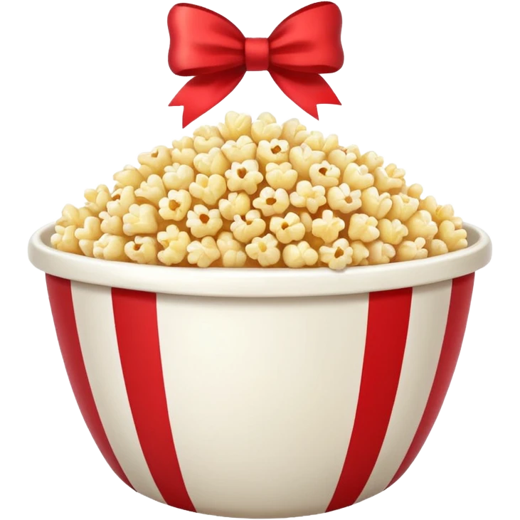 popcorn in white bowl with bow emoji