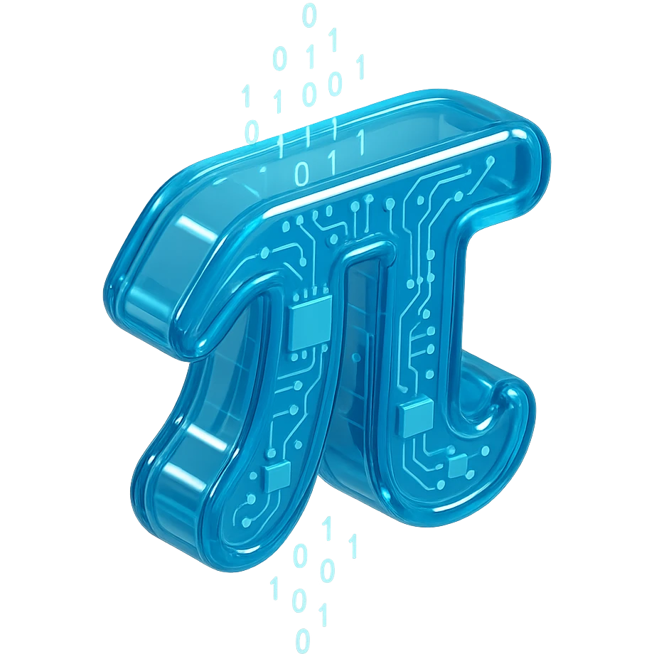 combine the π (pi) math symbol, binary code emerging from it. emoji