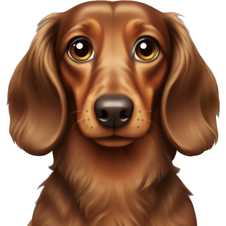Brown long haired dachshund  emoji
