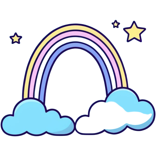 dreamy pastel blue rainbow with stars emoji
