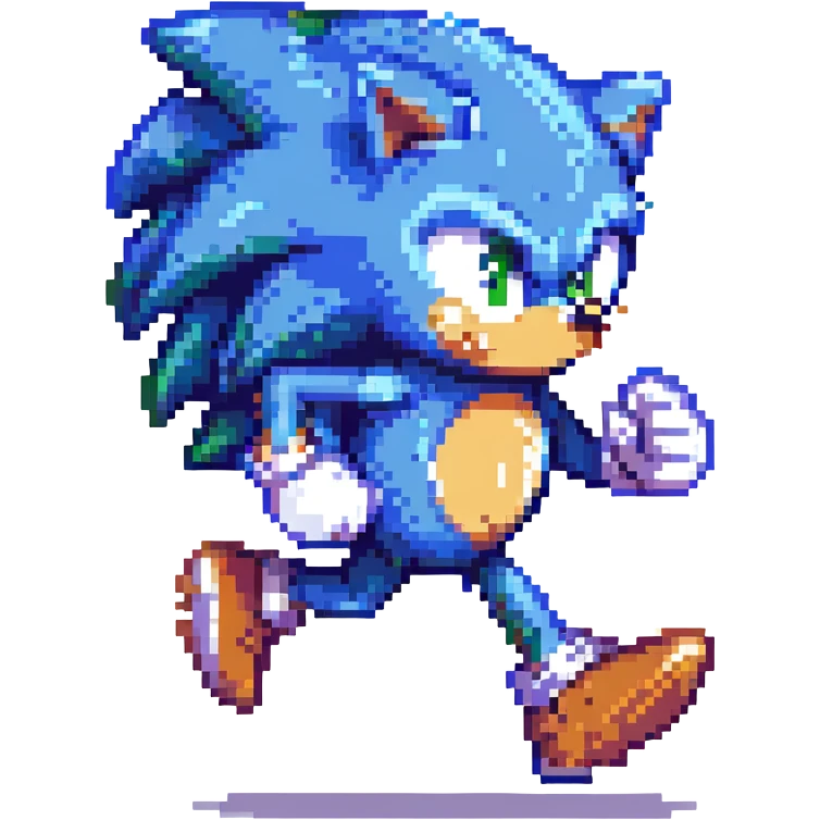 Sonic the Hedgehog, pixel art style, retro video game look, running pose emoji