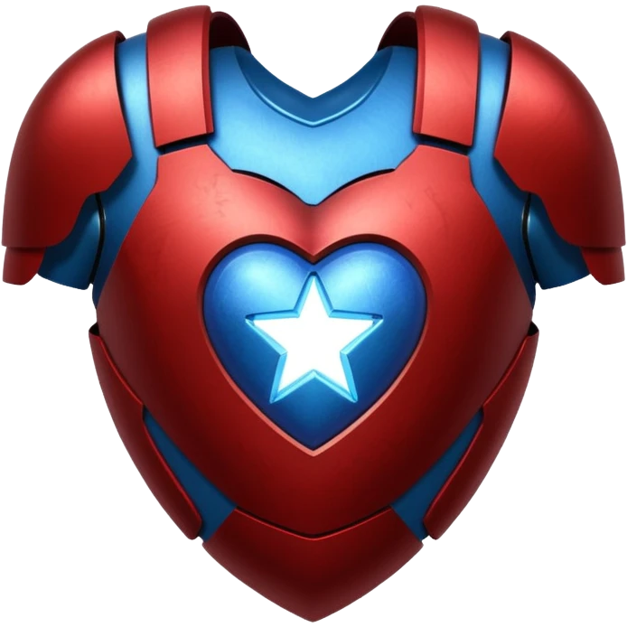 A red Iron Man armor heart with a glowing blue star in the center emoji