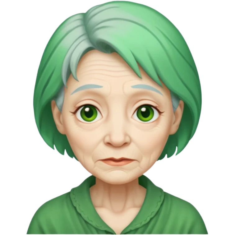 green hair old woman emoji