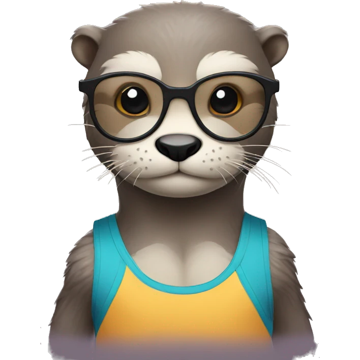 otter with glasses holding in a singlet emoji