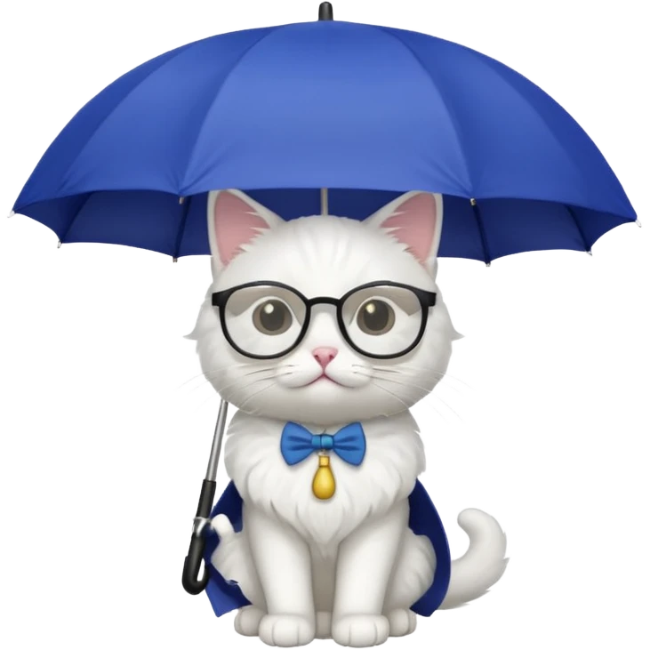 white cat with umbrella and glasses emoji