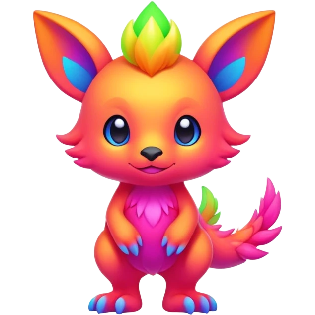 Neon-colored vibrant colorful Cute Fionbri-creature (full body) by Falvie emoji