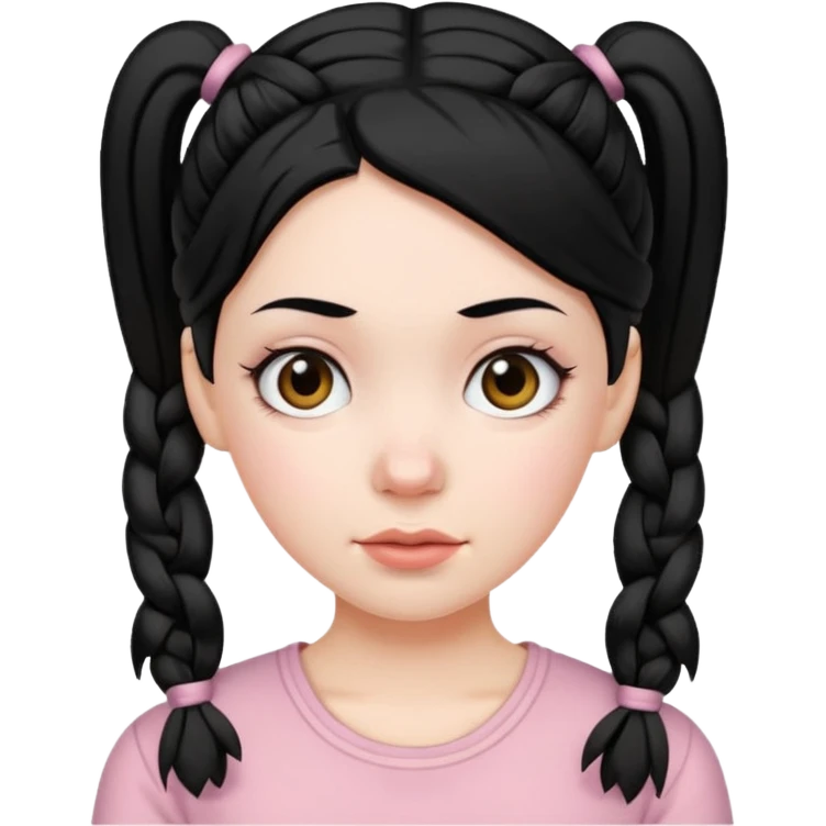 white girl with pig tails haircut black emoji