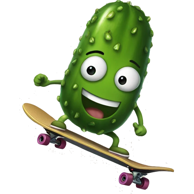 Pickle riding a skateboard  emoji
