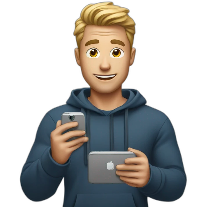 man scrolling with his phone tiktok emoji