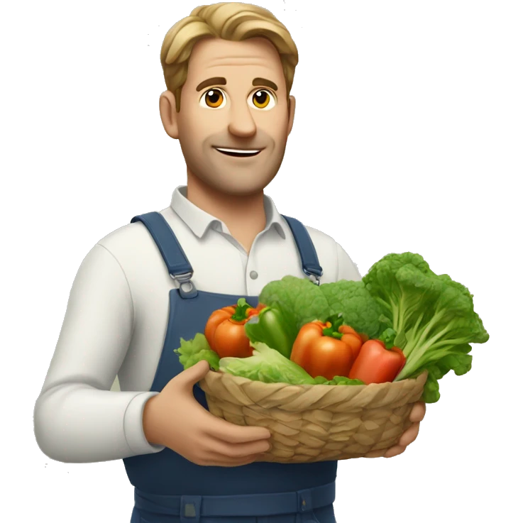 European man holding vegetables in his hands emoji