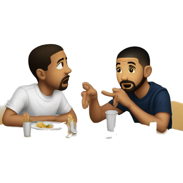 Kendrick and drake in school lunch table arguing emoji