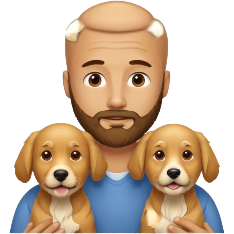 men with dog, 3 day beard, no hair emoji