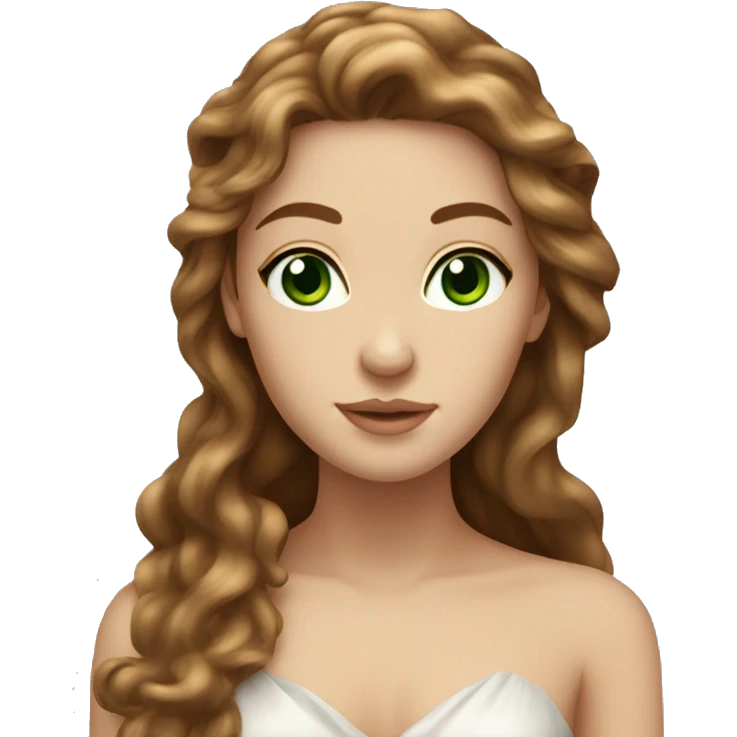 Aphrodite, long brown hair, green eyes, light skin emoji