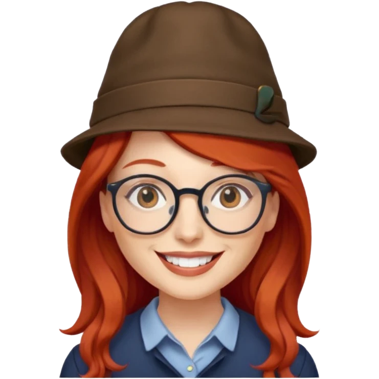 hatted womanwith glasses and long red hair emoji