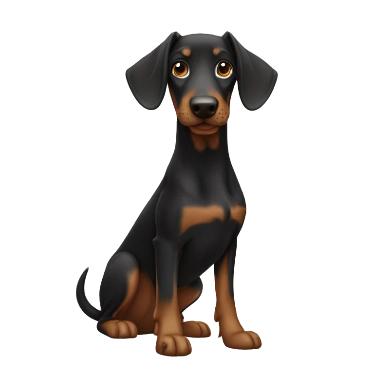 Doberman with curly haired girl  emoji