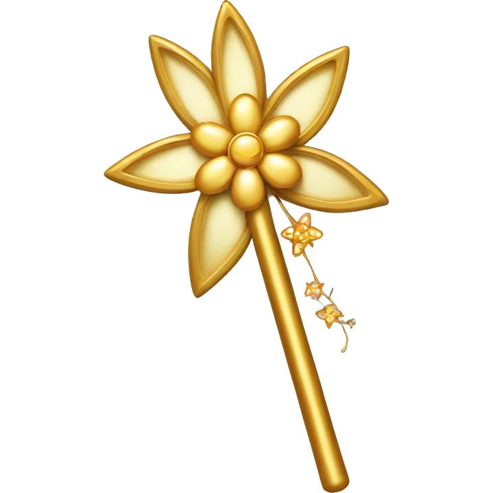 gold fairy wand with flowers emoji