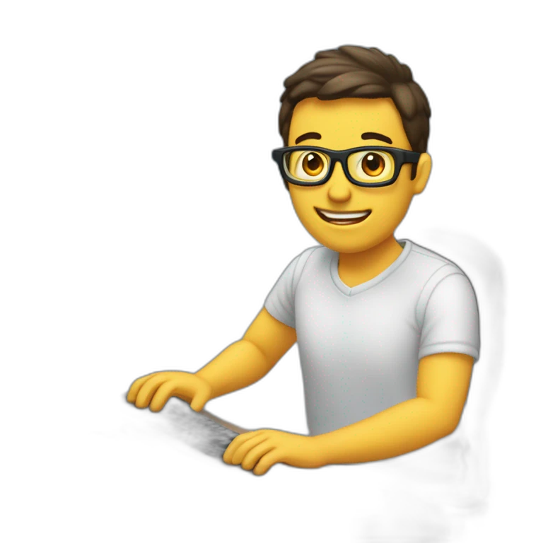 Una persona jugando frente a una computadora emoji