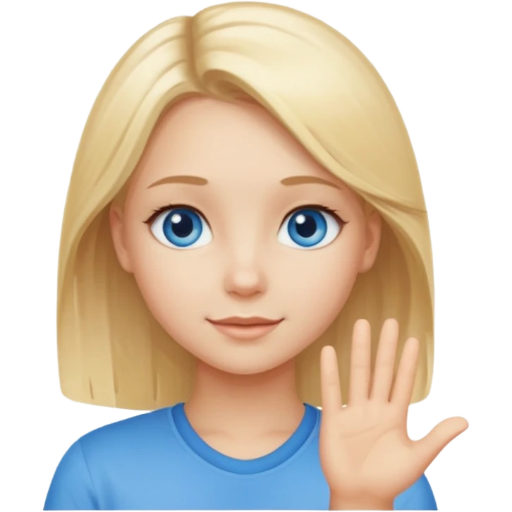 cute blond hair blue eye girl say OK in quote emoji