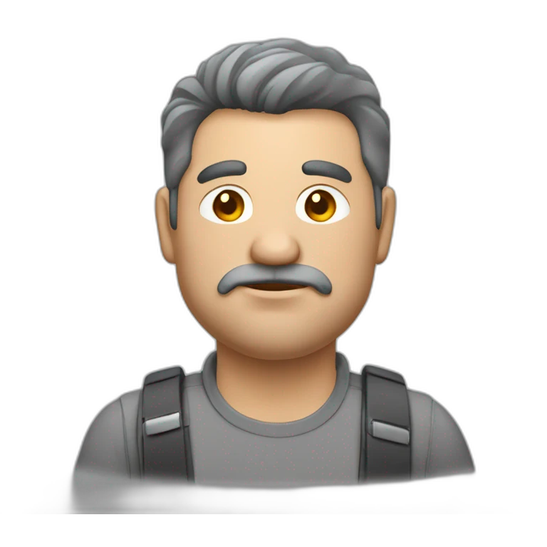 hombre gordito pelo gris con cámara emoji
