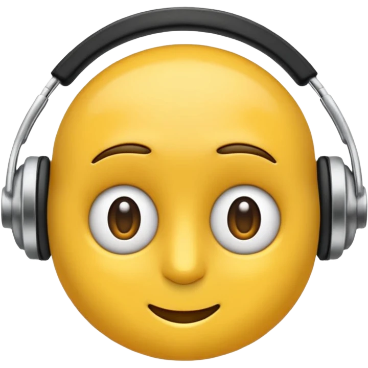 Ein gelber runder Emoji. Augen geslossen. Total im moment. Glpcklich, leichtes lächeln. Verträumt. Leichtigkeit. Freiheit. Overearkopfkörer auf und im hintergrund kleine musiknoten emoji