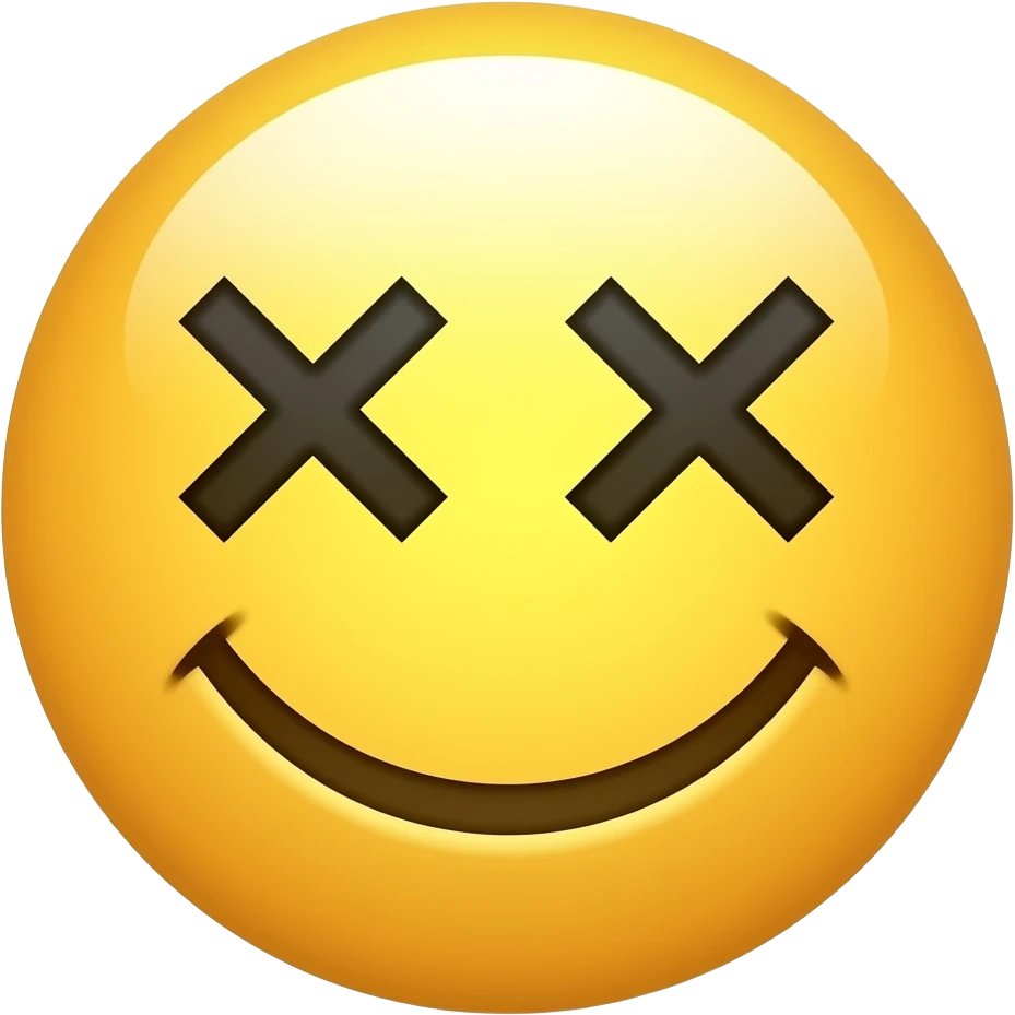A smiley face with crossed eyes emoji