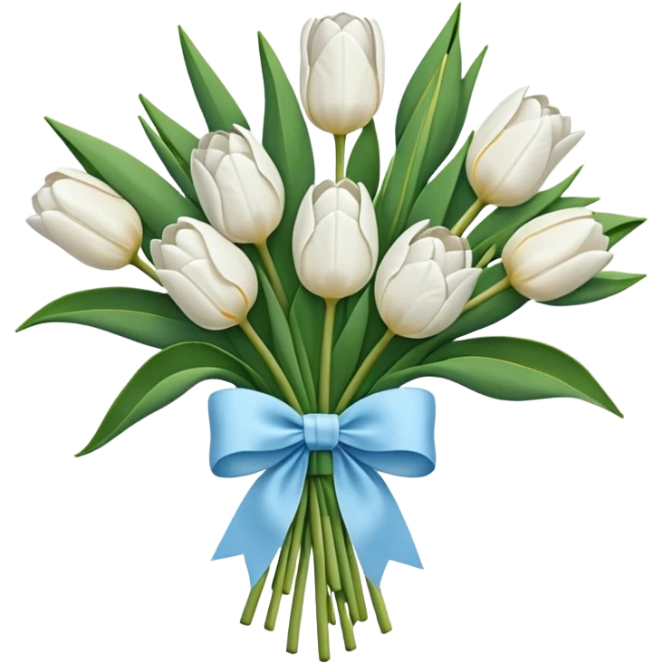 White tulips bouquet with light blue bow emoji