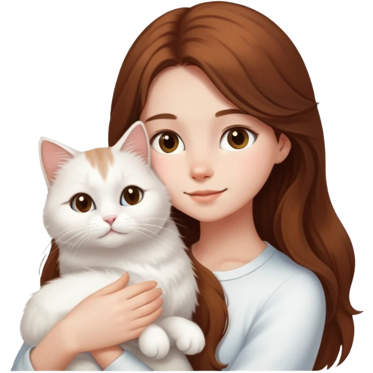 white cat with brown hair girl emoji