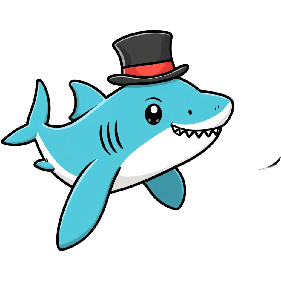 Shark with a top hat emoji