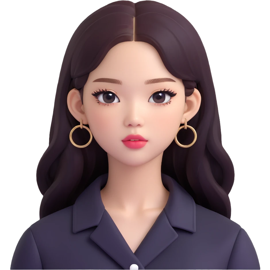 close-up portrait of Jennie from Blackpink, confident and stylish emoji