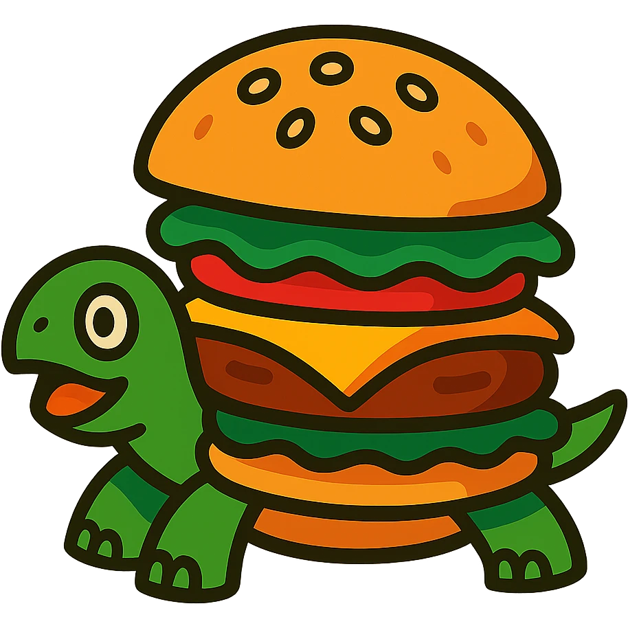 turtle turning into a hamburger emoji