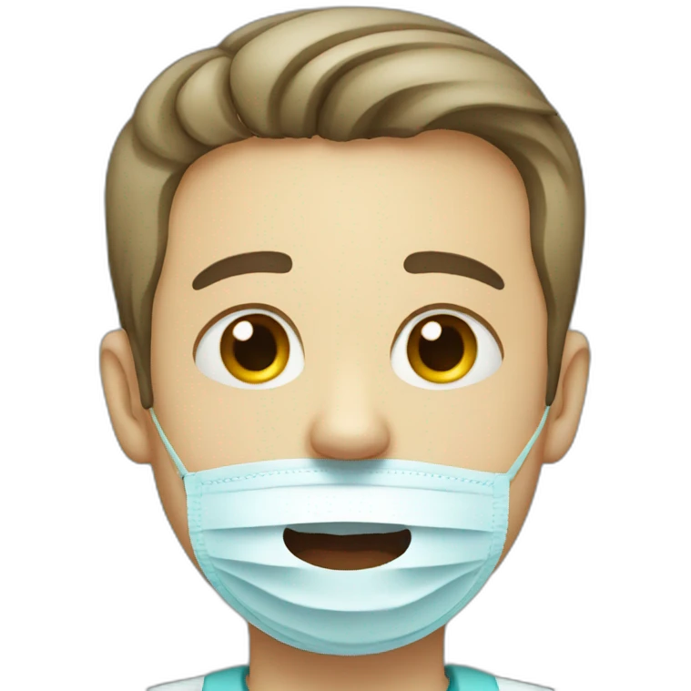 dentist without mask crying with tears in his eyes emoji