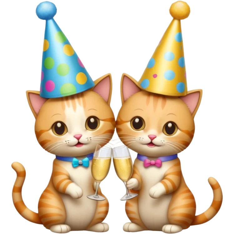 two cats cheers champagne emoji