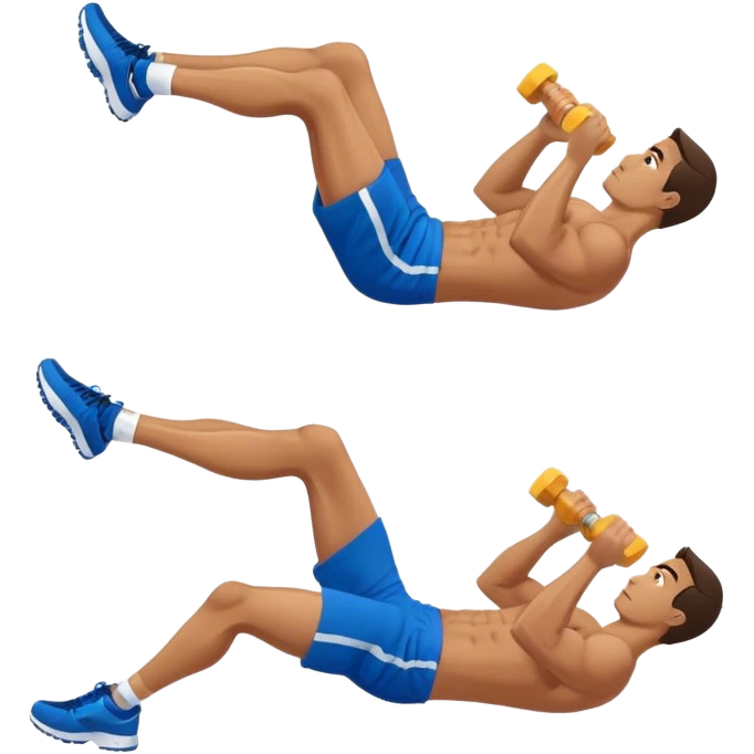side-view of guy in blue shorts doing decline crunches emoji