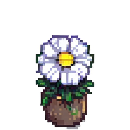 tiny pixel art flower 6x6 pixels or less with clear black outline emoji