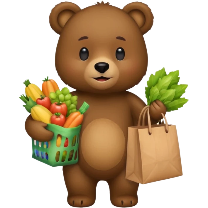 iphone bear emoji with grocery emoji