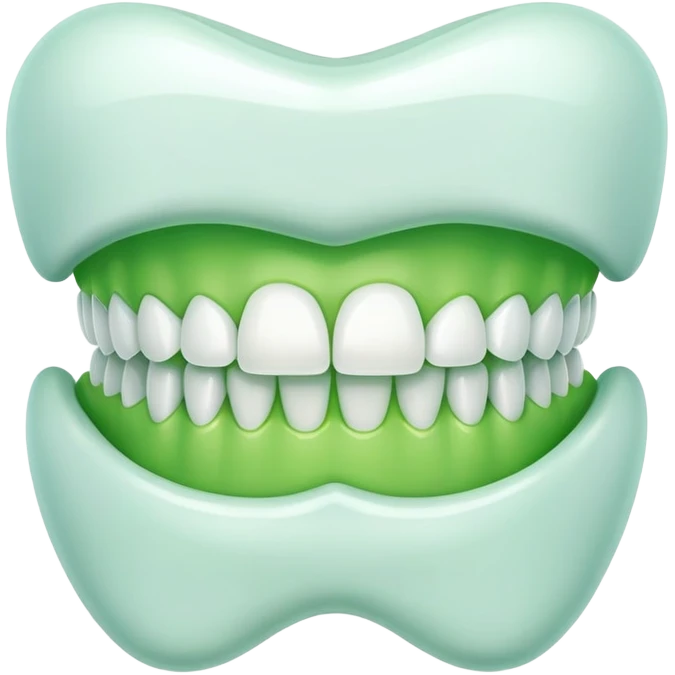 bright green dental braces on teeth emoji