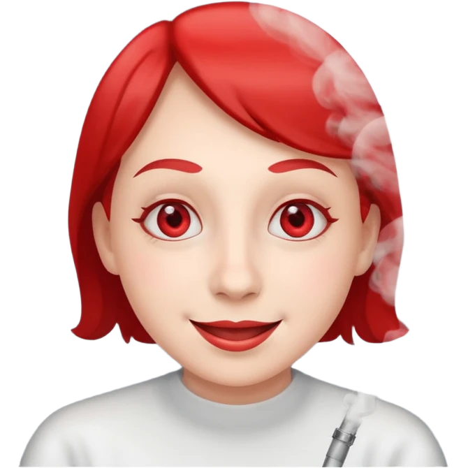 smiling through smoke red squinty eyes emoji