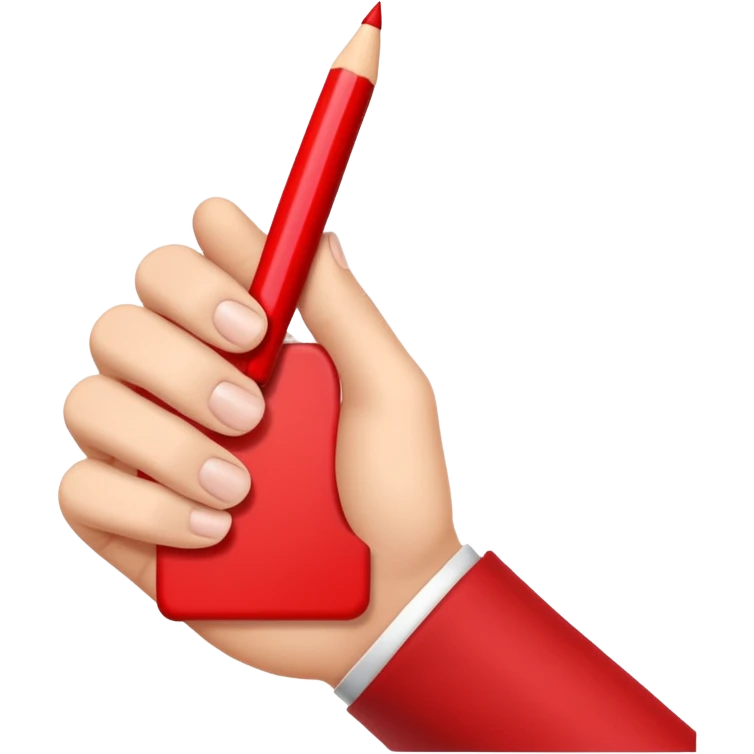 рука готовая к письму держит красную ручку emoji